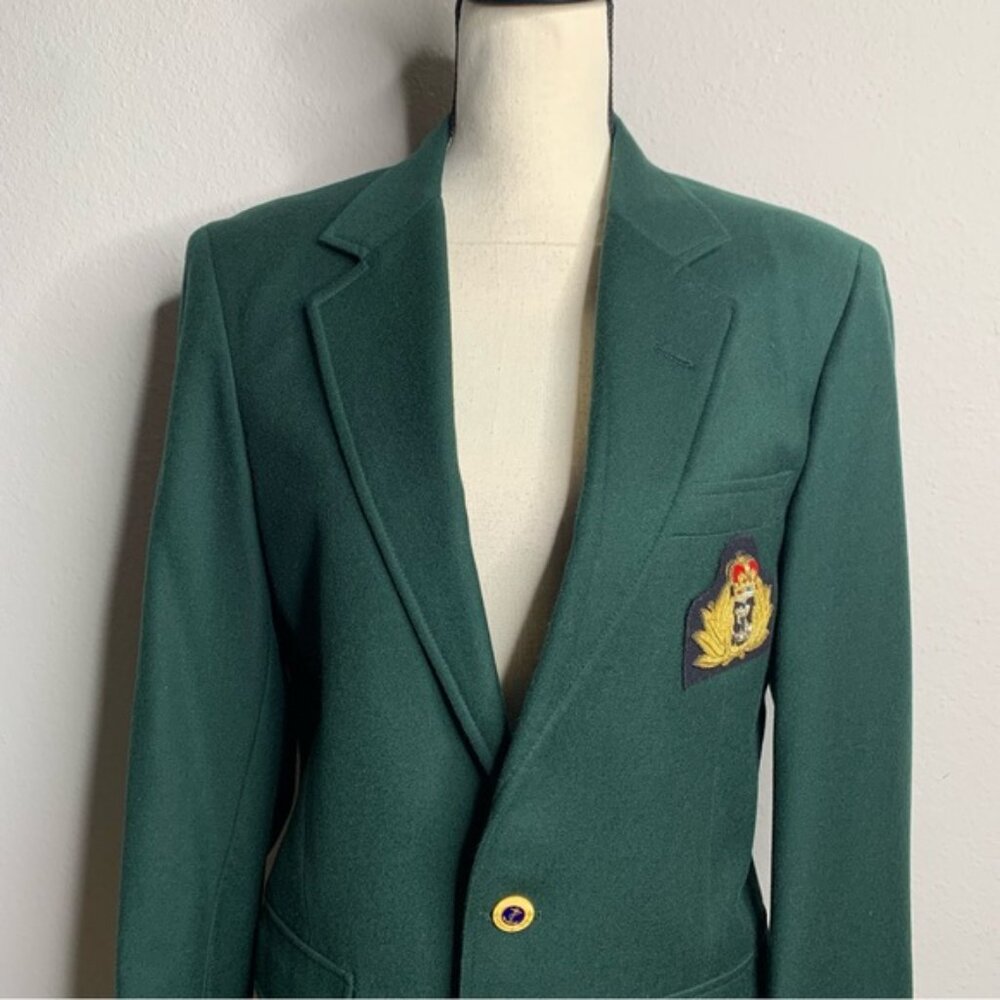 Vintage Dark Green Single-Breasted Blazer - Picture 7 of 12